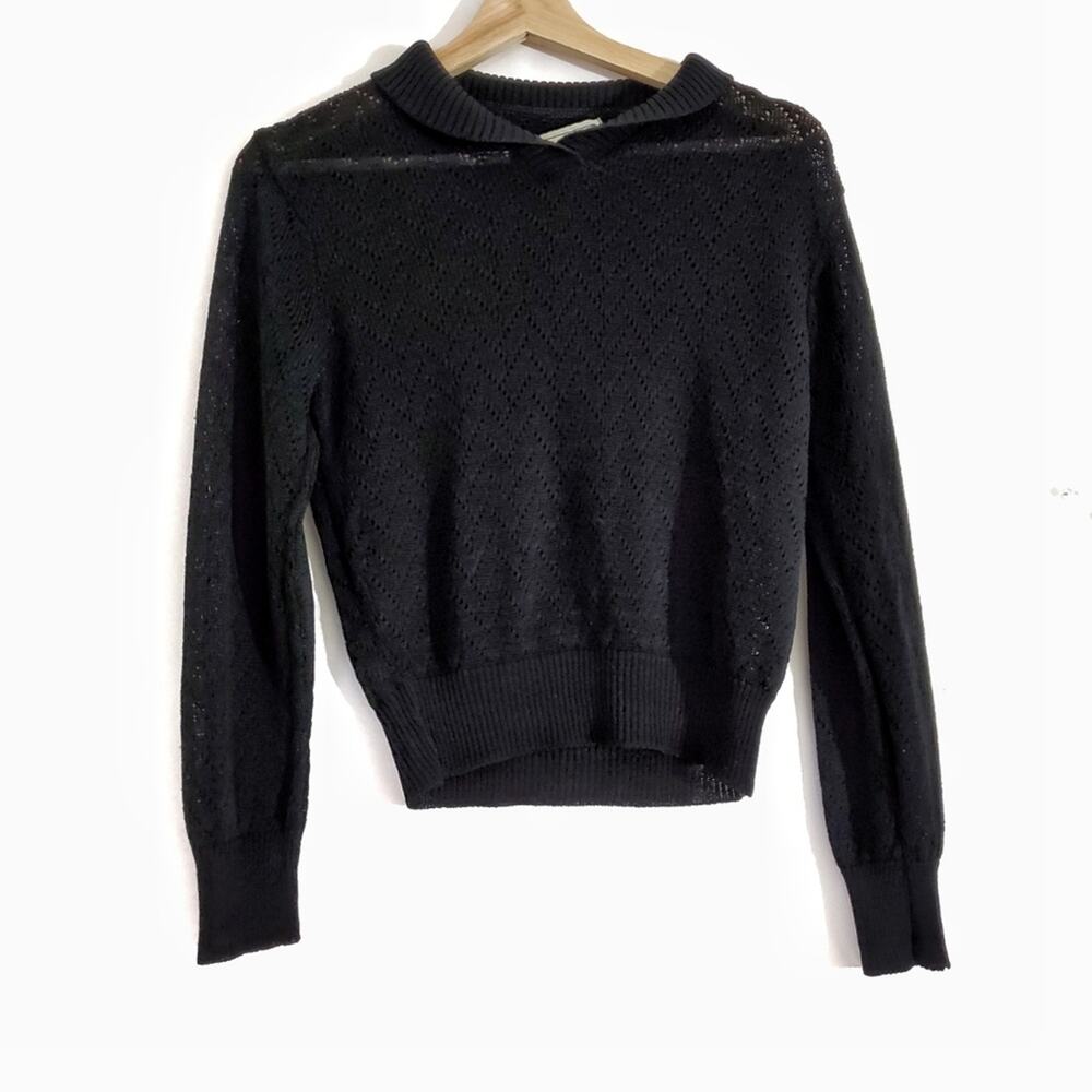 Vintage Berries Knit Collared Crop Stretch Sweater